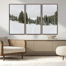 Frosty Pines Wall Art Canvas Print – Framed Silent Snowfall