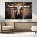 Rustic Longhorn Bull Wall Art Canvas Print – Vintage Western by MyGreatCanvas | Canvas Wall Art Prints | Photo Prints & Wall Decor