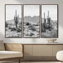 Black White Arizona Desert Canvas Wall Art Cactus Farmhouse