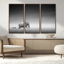 Elephand and Zebra Wall Art Canvas Print, Modern Artwork
