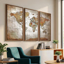 Vibrant Watercolor World Map Canvas Wall Art – Framed Travel
