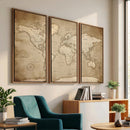 Colorful Watercolor World Map Canvas Wall Art – Framed