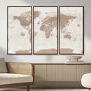Framed Large World Map Canvas Print for Office Decor by MyGreatCanvas | Canvas Wall Art Prints | Photo Prints & Wall Decor