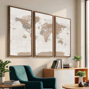 Framed Large World Map Canvas Print for Office Decor