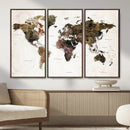 Watercolor World Map Print - Large Wall Art Canvas Print for