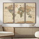 Framed World Map Wall Art for Home and Office Decor