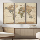 Framed World Map Wall Art for Home and Office Decor