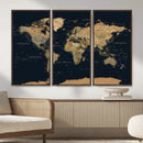 Vintage World Map Canvas on the Dark Background Wall Art by MyGreatCanvas | Canvas Wall Art Prints | Photo Prints & Wall Decor