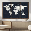 Black World Map Wall Art Canvas Print for Home Office and by MyGreatCanvas | Canvas Wall Art Prints | Photo Prints & Wall Decor