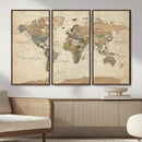 Vintage World Map Canvas Wall Art - Rustic Grunge Texture by MyGreatCanvas | Canvas Wall Art Prints | Photo Prints & Wall Decor