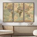 Vintage World Map Wall Art | Ready to Hang and Framed by MyGreatCanvas | Canvas Wall Art Prints | Photo Prints & Wall Decor