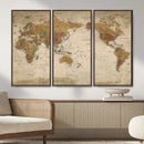 Vintage Detailed World Map Wall Art Canvas Print – Antique