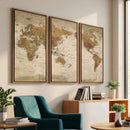 Vintage Detailed World Map Wall Art Canvas Print – Antique