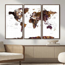 Rustic World Map Wall Art Canvas Print | Large World Map on