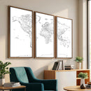 World Map Canvas Print – Framed Modern Detailed Map of the