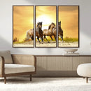 Wild Horses Wall Art Canvas Print – Framed Galloping Herd