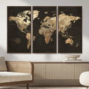 Framed World Map with Pin Canvas Print – Detailed World Map