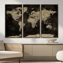 Push Pin World Map Canvas Wall Art Print, Interactive Travel