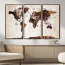 Blue Watercolor World Map Canvas Print – Framed Modern Wall