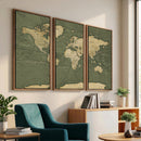 Large World Map Canvas Wall Art Print for Study Room Decor -