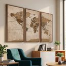 World Map Canvas Wall Art Print, Detailed Global Map Artwork