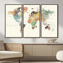 Framed World Map Wall Art Canvas Print for Living Room and by MyGreatCanvas | Canvas Wall Art Prints | Photo Prints & Wall Decor