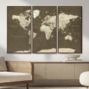Vintage World Map Canvas Print – Framed Travel Map Wall Art