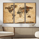 Navy Blue and Gold World Map Canvas Print – Framed Luxury by MyGreatCanvas | Canvas Wall Art Prints | Photo Prints & Wall Decor