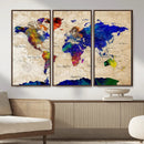 Colorful World Map Canvas Wall Art – Abstract Watercolor Map by MyGreatCanvas | Canvas Wall Art Prints | Photo Prints & Wall Decor