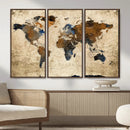 Rustic Watercolor World Map Canvas Wall Art – Framed Travel by MyGreatCanvas | Canvas Wall Art Prints | Photo Prints & Wall Decor
