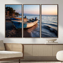 Coastal Fishing Boats Wall Art Canvas Print, Sunset Beach by MyGreatCanvas | Canvas Wall Art Prints | Photo Prints & Wall Decor