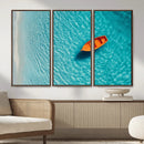 Minimalist Boat Wall Art Canvas Print, Aerial Sea Landscape by MyGreatCanvas | Canvas Wall Art Prints | Photo Prints & Wall Decor