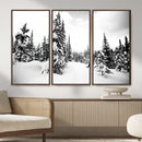 Black and White Snowy Pine Forest Wall Art Canvas Print, by MyGreatCanvas | Canvas Wall Art Prints | Photo Prints & Wall Decor