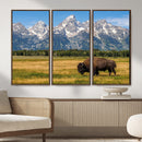 Bison in Mountain Landscape Wall Art Canvas Print – Western by MyGreatCanvas | Canvas Wall Art Prints | Photo Prints & Wall Decor