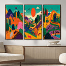 Colorful Japanese Landscape Print: Maximalist Panoramic Wall by MyGreatCanvas | Canvas Wall Art Prints | Photo Prints & Wall Decor