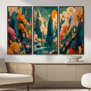 Colorful Japanese Landscape Print: Maximalist Panoramic Wall by MyGreatCanvas | Canvas Wall Art Prints | Photo Prints & Wall Decor