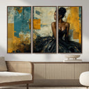Elegant Woman Canvas Wall Art — Black Gold Gown Fashion by MyGreatCanvas | Canvas Wall Art Prints | Photo Prints & Wall Decor