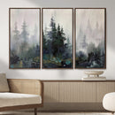 Misty Pine Forest Oil Painting Canvas — Dark Moody Teal Grey by MyGreatCanvas | Canvas Wall Art Prints | Photo Prints & Wall Decor