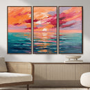 Bold Palette Knife Ocean Sunset Canvas — Orange Pink Teal by MyGreatCanvas | Canvas Wall Art Prints | Photo Prints & Wall Decor