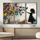 Banksy Butterfly Girl Wall Art Canvas Print, Framed Street by MyGreatCanvas | Canvas Wall Art Prints | Photo Prints & Wall Decor
