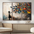 Banksy Graffiti Butterfly Girl Wall Art Canvas Print, Framed by MyGreatCanvas | Canvas Wall Art Prints | Photo Prints & Wall Decor