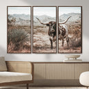 Texas Longhorn Bull Wall Art Canvas Print, Western Farmhouse