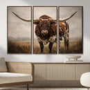 Texas Longhorn Canvas Wall Art Western Bull Desert Moody by MyGreatCanvas | Canvas Wall Art Prints | Photo Prints & Wall Decor