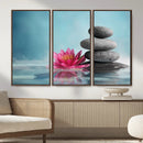 Zen Canvas Wall Art Lotus Flower Stacked Stones Teal Spa by MyGreatCanvas | Canvas Wall Art Prints | Photo Prints & Wall Decor