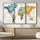 Watercolor World Map Canvas Wall Art Print – Abstract by MyGreatCanvas | Canvas Wall Art Prints | Photo Prints & Wall Decor