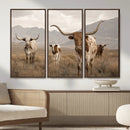 Rustic Texas Longhorn Cow Canvas Wall Art Print, Rustic Farm Animal Photography Print, Farmhouse Country Decor, Western Ranch Art by MyGreatCanvas | Canvas Wall Art Prints | Photo Prints & Wall Decor