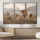 Rustic Texas Longhorn Cow Canvas Wall Art Print, Rustic Farm Animal Photography Print, Farmhouse Country Decor, Western Ranch Art