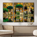 Gustav Klimt Golden Cityscape Wall Art Canvas Print,