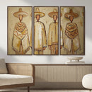 Mexican Folk Art Canvas Wall Art, Charro Poncho Sombrero Painting Print, Neutral Beige Boho Decor, Southwestern Impasto Style, Living Room Art by MyGreatCanvas | Canvas Wall Art Prints | Photo Prints & Wall Decor