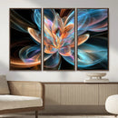 Fractal Lotus Canvas Wall Art, Blue Orange Glowing Flower Abstract Print, Modern Zen Meditation Room Decor, Ethereal Digital Art, Living Room by MyGreatCanvas | Canvas Wall Art Prints | Photo Prints & Wall Decor